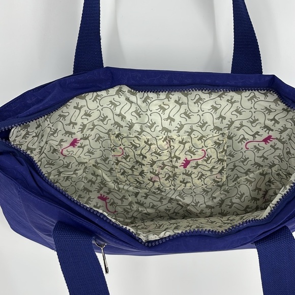 Kipling Zip-Top Tote with Adjustable Shoulder Strap Monkey Print Royal Blue NWT! - Picture 4 of 13